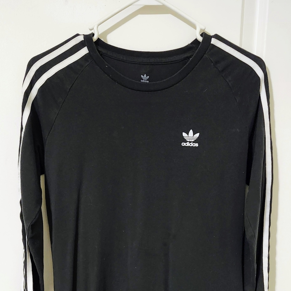 Adidas Black Midi Dress with White Stripes